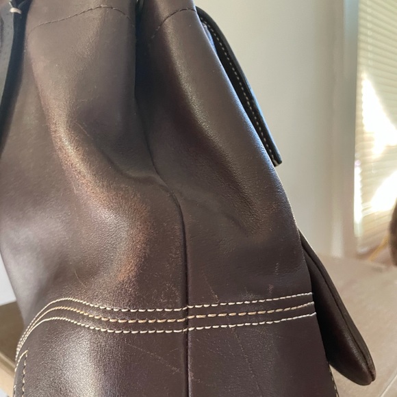 Brown leather large shoulder bag - Picture 4 of 13